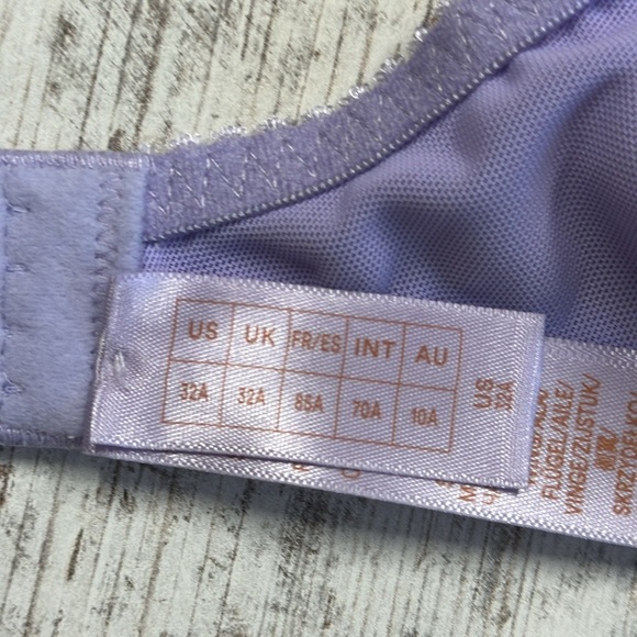 SAVAGE X FENTY NWT Lavender Flocked Logo Mesh Unlined Underwire Bra Size 32A - Picture 10 of 10